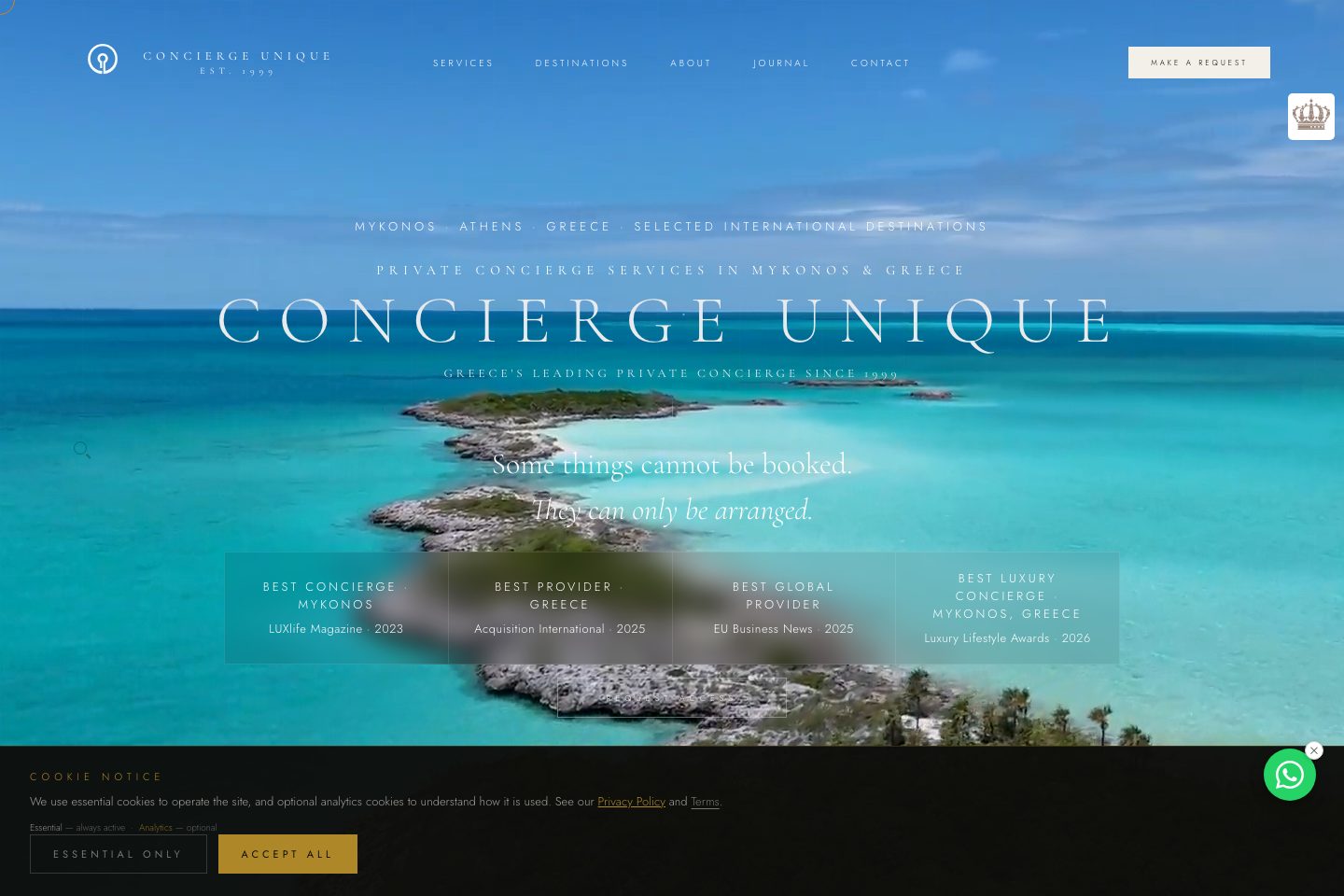 Concierge Unique — private concierge site, Mediterranean