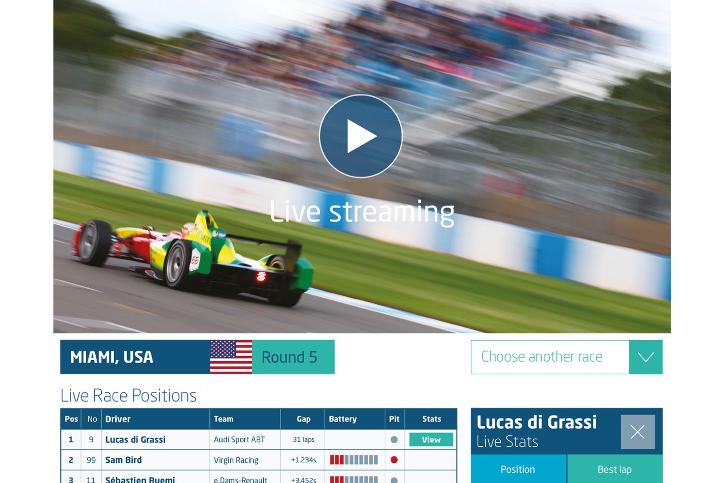 FIA Formula E live race platform, 2015